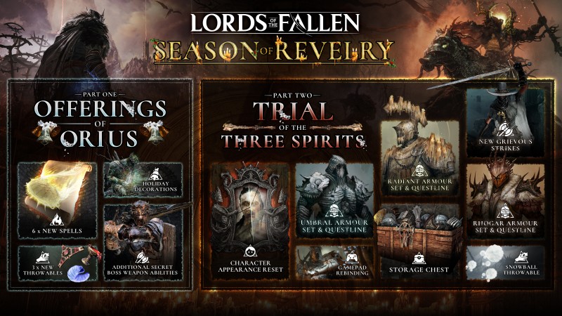 Lords of the Fallen 2023 Season of Revelry Update Patch New Quests Weapons Armor Spells